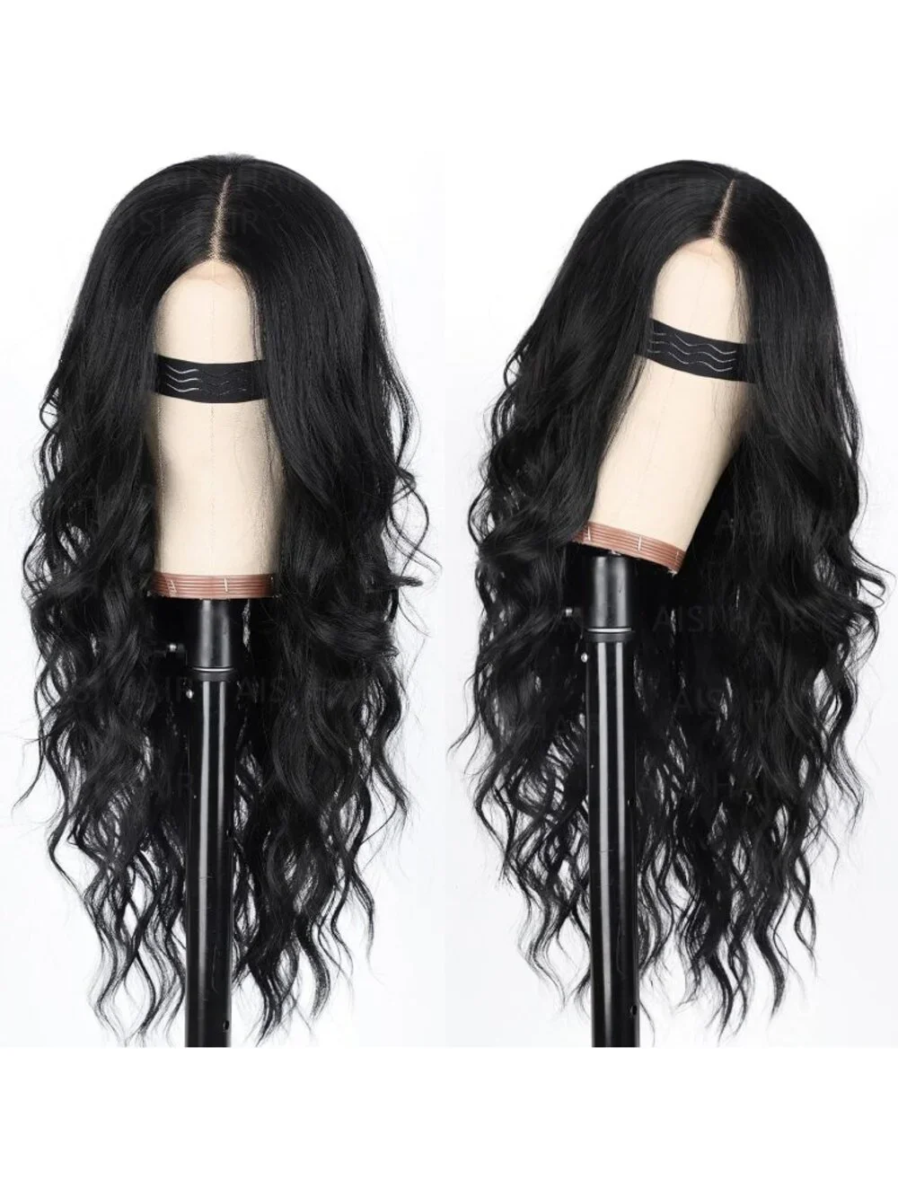Women's Black Lace Hairline 26 Inch Synthetic Heat Resistant Wavy Wigs